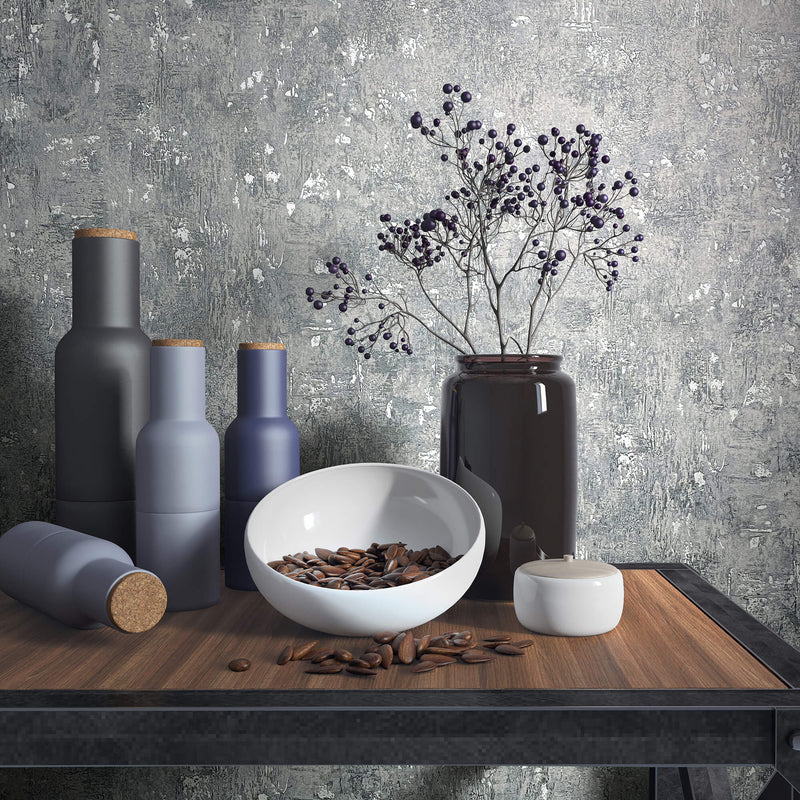 media image for Matte Texture Fleck Wallpaper in Dark Grey from the Olio Collection 235