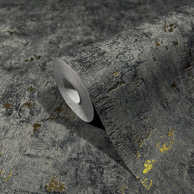 product image for Matte Texture Fleck Wallpaper in Anthracite/Gold from the Olio Collection 35