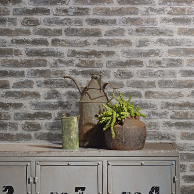 product image for Exposed Brick Wallpaper in White/Taupe from the Olio Collection 30