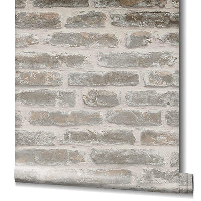 product image for Exposed Brick Wallpaper in White/Taupe from the Olio Collection 50