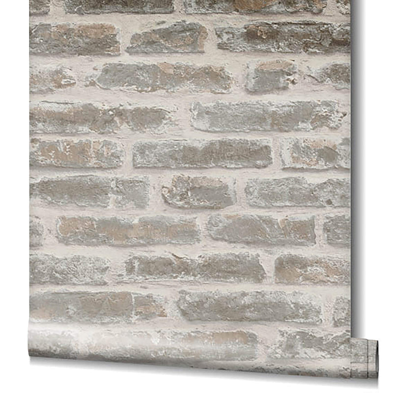 media image for Exposed Brick Wallpaper in White/Taupe from the Olio Collection 26