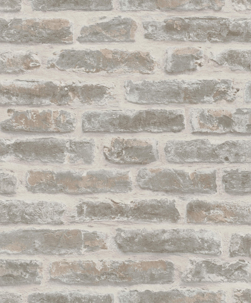 media image for Exposed Brick Wallpaper in White/Taupe from the Olio Collection 253