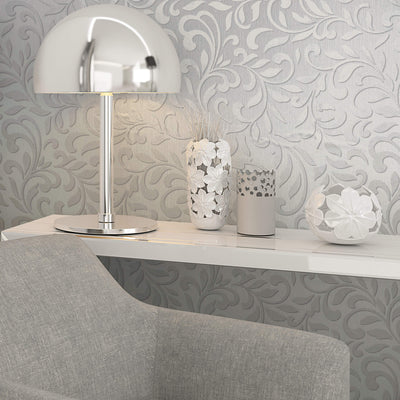 product image for Royal Damask Wallpaper in White/Pearl from the Olio Collection 64