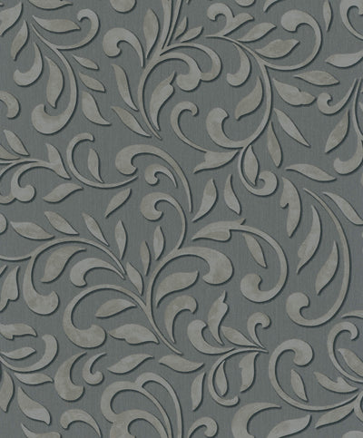 product image for Royal Damask Wallpaper in Antracite/Silver from the Olio Collection 16