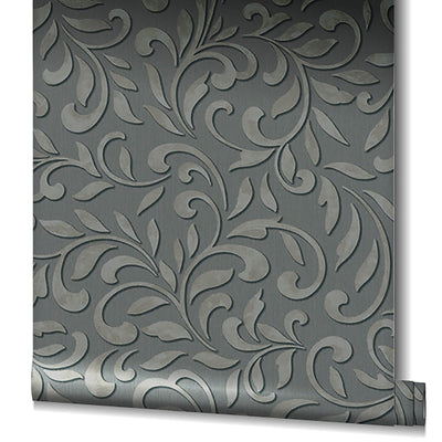 product image for Royal Damask Wallpaper in Antracite/Silver from the Olio Collection 24