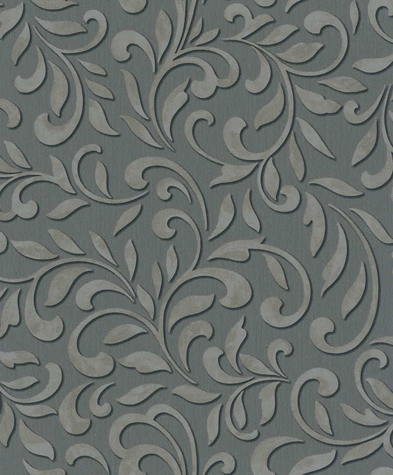 media image for Royal Damask Wallpaper in Antracite/Silver from the Olio Collection 287