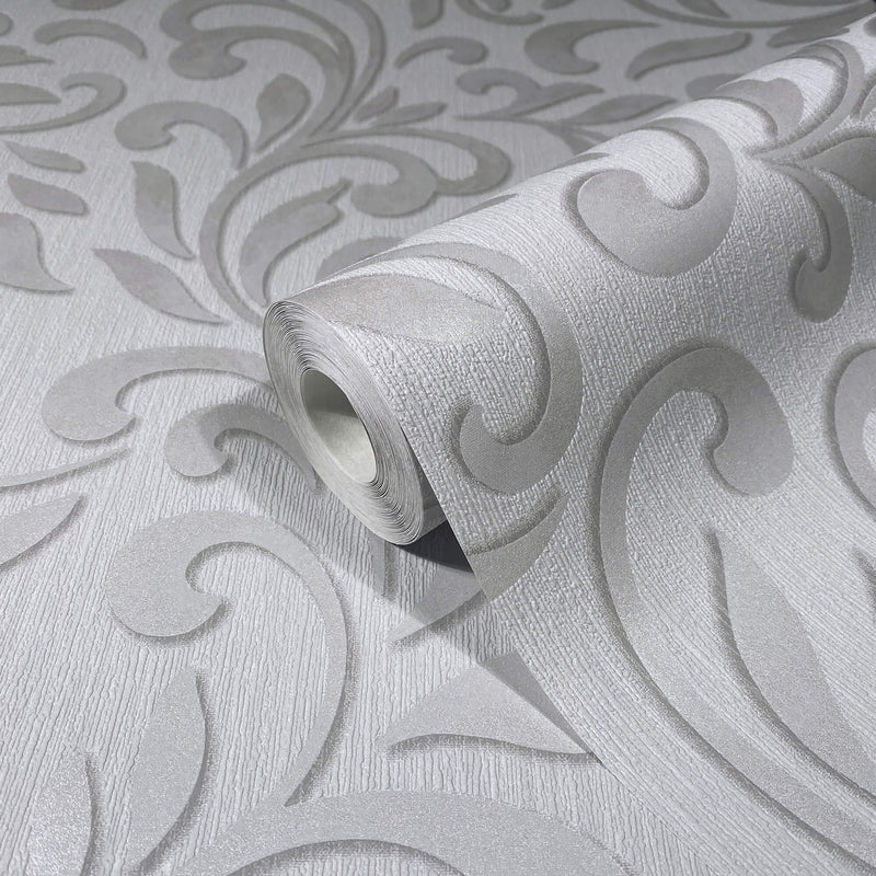 media image for Royal Damask Wallpaper in Grey/Pearl from the Olio Collection 289