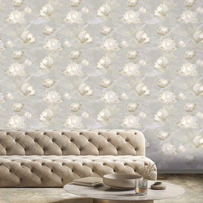 product image for Beaded Floral Wallpaper in Silver/Pewter 15