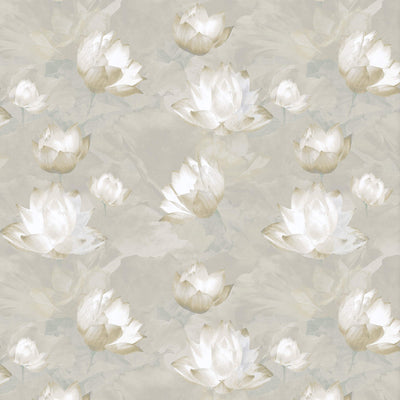 product image of Beaded Floral Wallpaper in Silver/Pewter 545