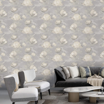 product image for Beaded Floral Wallpaper in Cool Grey 79