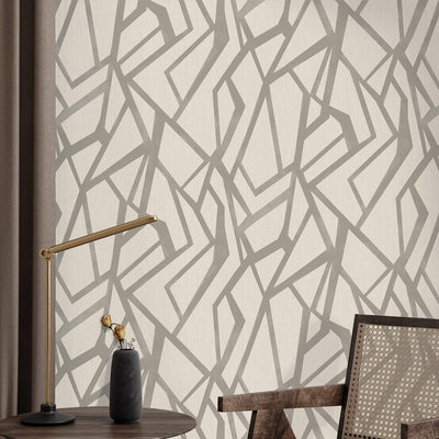 product image for Geometric Raised Ink Wallpaper in Warm Greige 25