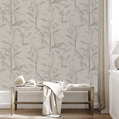 product image for Foliage Minimalist Wallpaper in Greige/Blush 73