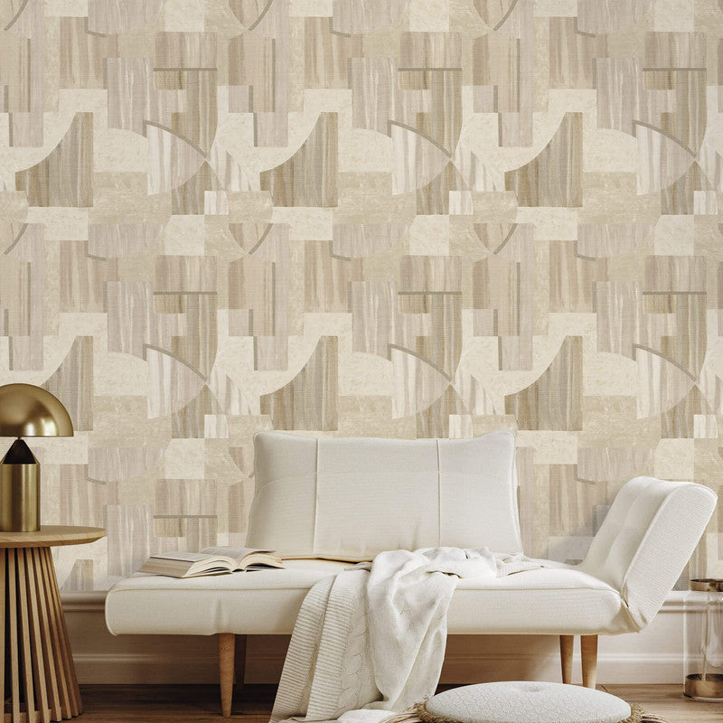 media image for Geo Art Deco Wallpaper in Beige/Peach 215