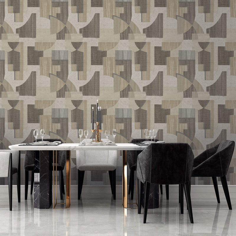 media image for Geo Art Deco Wallpaper in Chocolate/Caramel 21