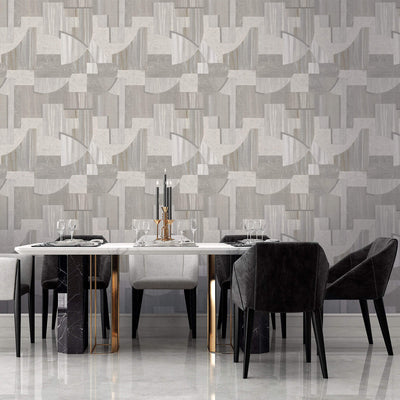 product image for Geo Art Deco Wallpaper in Cool Grey/Mauve 77