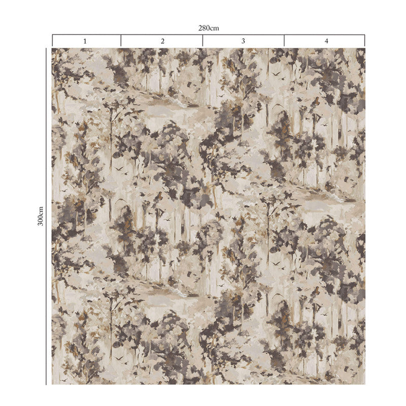 media image for Watercolor Foliage Wall Mural in Beige/Brown 257