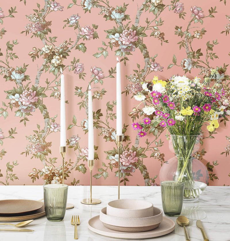 media image for Ramo Edra Pink Wallpaper from Cottage Chic Collection by Galerie Wallcoverings 245