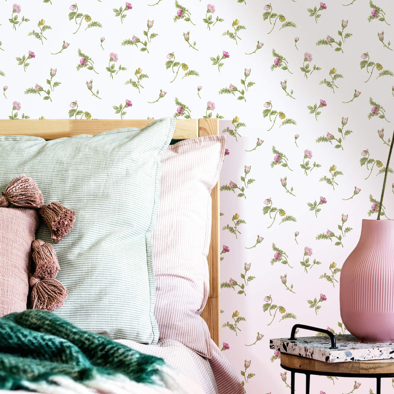 media image for Bocciolo Blu Pink Wallpaper from Cottage Chic Collection by Galerie Wallcoverings 242