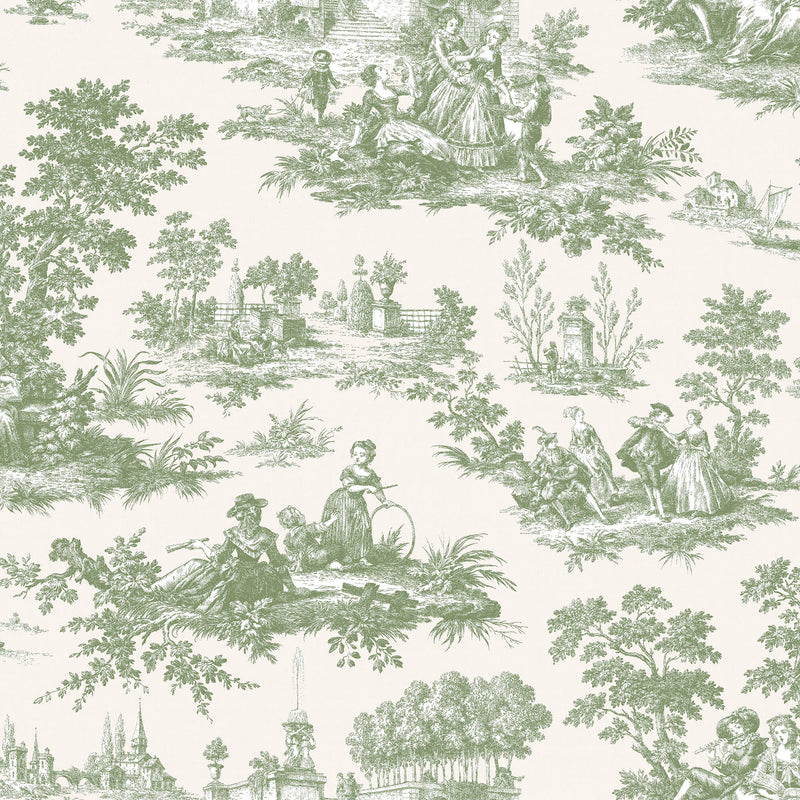 media image for Paesaggio Barocco Green Wallpaper from Cottage Chic Collection by Galerie Wallcoverings 286