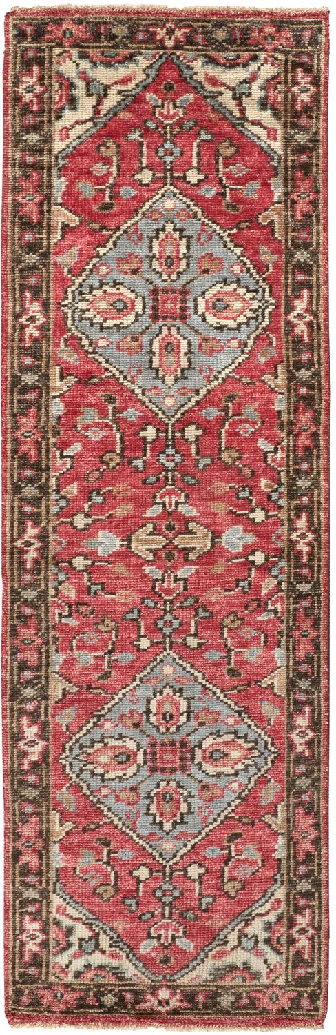 media image for Bashyr Hand Knotted Red and Gray Rug by BD Fine Flatshot Image 1 289