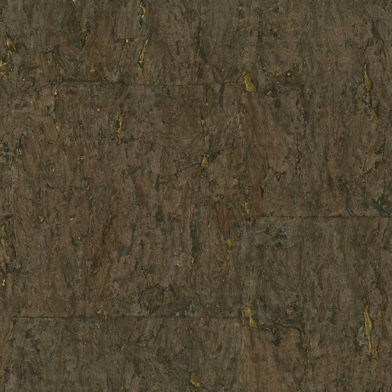 media image for Cork Textural Wallpaper in Chocolate Brown/Gold 279
