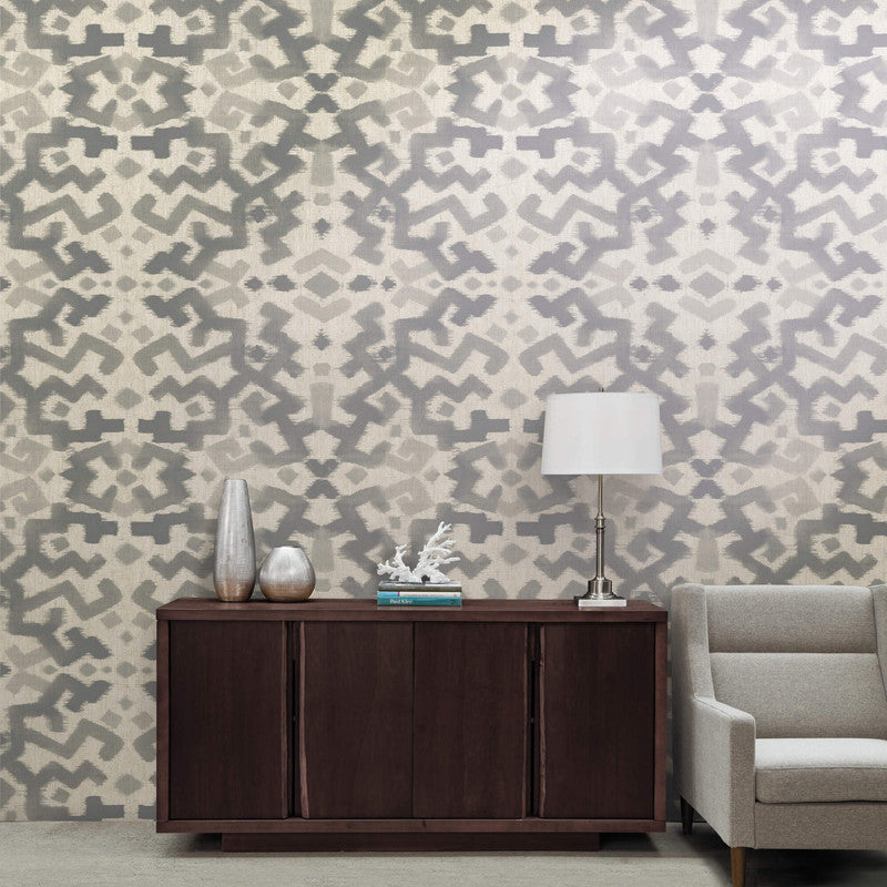 media image for Ikat Abstract Wallpaper in Grey White 256