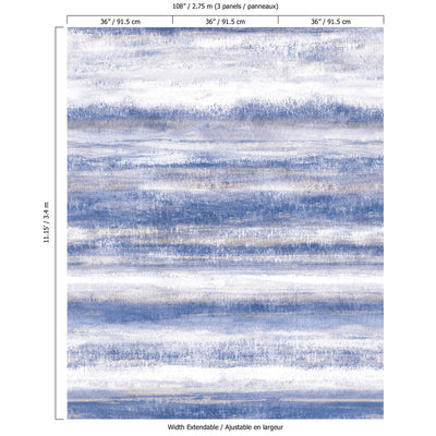 product image for Abstract Watercolor-Effect Textured Wall Mural in Blue White 68