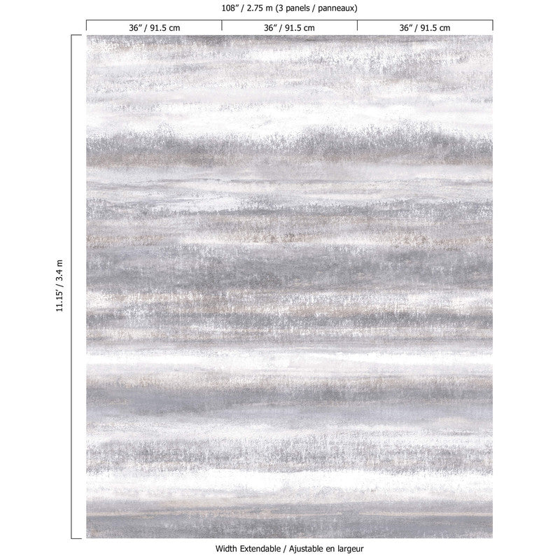 media image for Abstract Watercolor-Effect Textured Wall Mural in Grey White 278