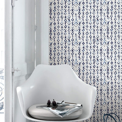 product image for Ikat Vibrant Wallpaper in Blue/Silver 24