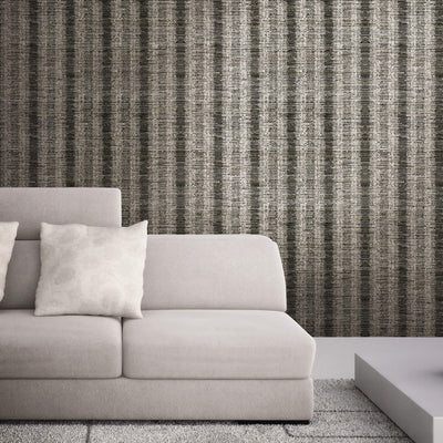 product image for Straie Vertical Grasscloth Wallpaper in Silver Black 75