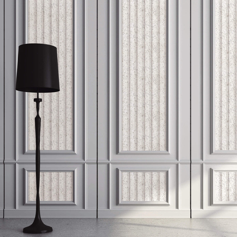 media image for Fluted 3D Effect on Cork Wallpaper in White/Taupe 276