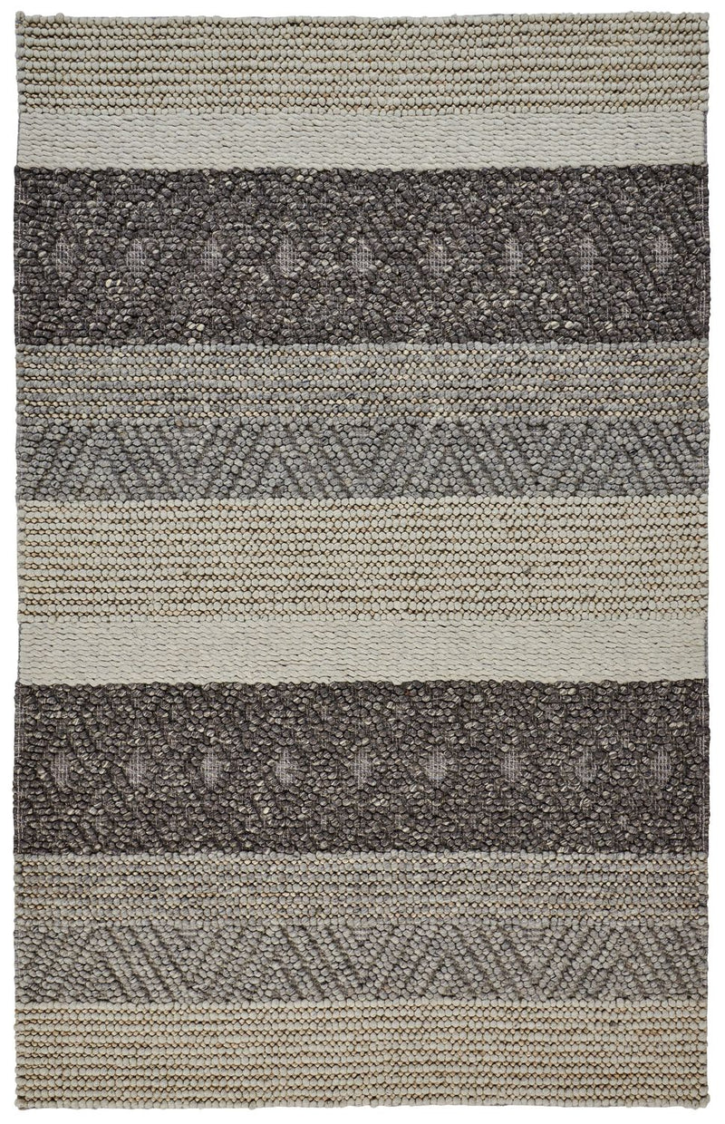 media image for Genet Hand Woven Chracoal Gray and Tan Rug by BD Fine Flatshot Image 1 221