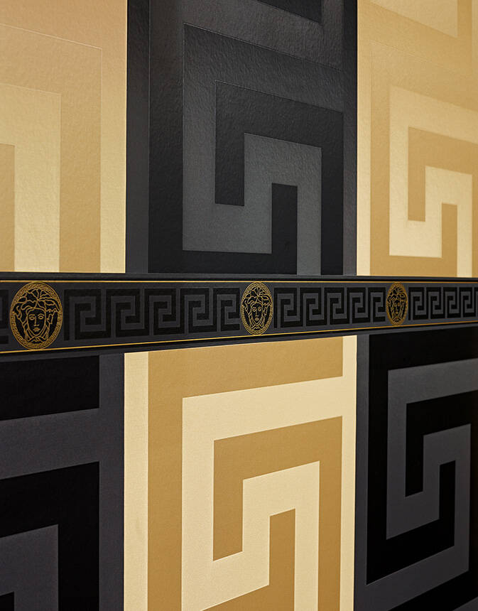 media image for Geometric Textured Wallpaper in Black from the Versace V Collection 226