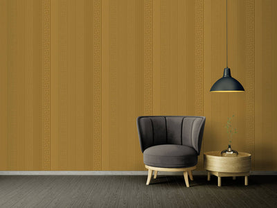 product image for Geometric Stripes Textured Wallpaper in Gold from the Versace V Collection 13