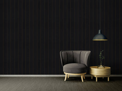 product image for Geometric Stripes Textured Wallpaper in Black/Gold from the Versace V Collection 31