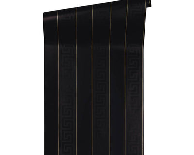 product image for Geometric Stripes Textured Wallpaper in Black/Gold from the Versace V Collection 43