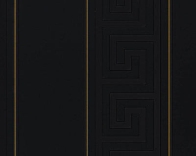 product image for Geometric Stripes Textured Wallpaper in Black/Gold from the Versace V Collection 77