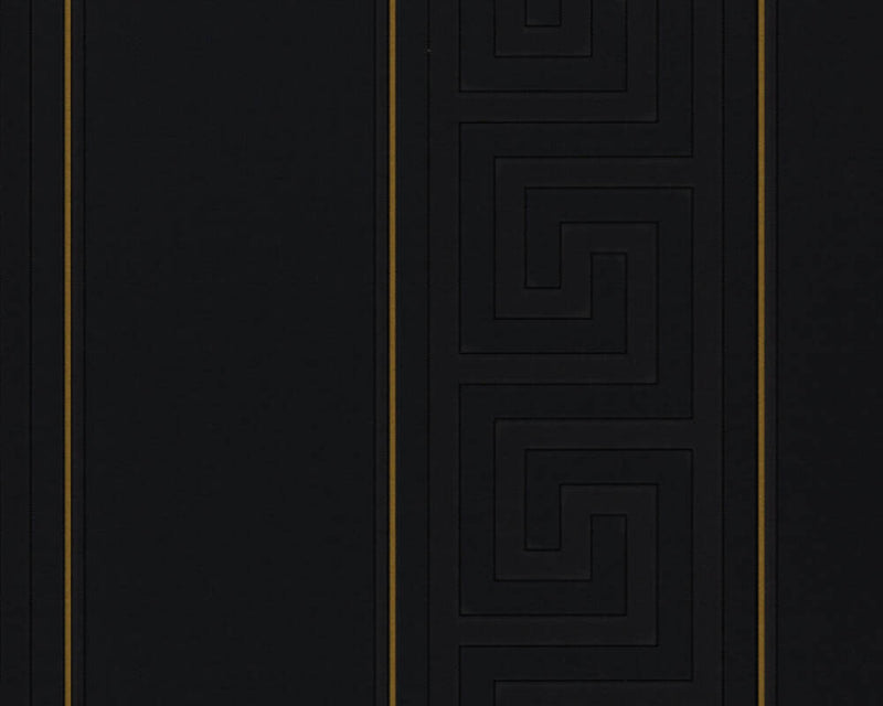 media image for Geometric Stripes Textured Wallpaper in Black/Gold from the Versace V Collection 220