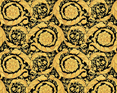 product image for Floral Swirl Textured Wallpaper in Black/Gold from the Versace IV Collection 25