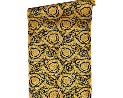 product image for Floral Swirl Textured Wallpaper in Black/Gold from the Versace IV Collection 5