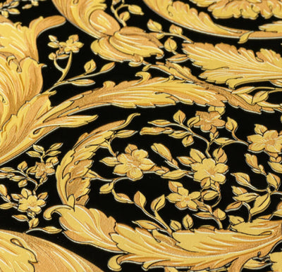 product image for Floral Swirl Textured Wallpaper in Black/Gold from the Versace IV Collection 1