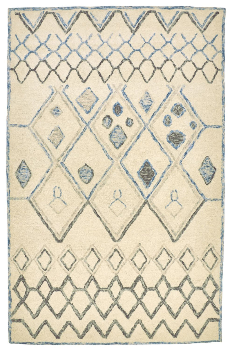 media image for Quillan Hand Tufted Beige and Blue Rug by BD Fine Flatshot Image 1 219