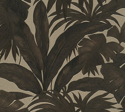 product image for Jungle Palm Leaves Textured Wallpaper in Brown/Cream by Versace Home 81