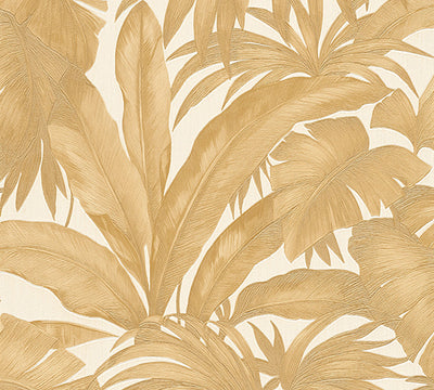 product image for Jungle Palm Leaves Textured Wallpaper in Cream/Gold by Versace Home 26