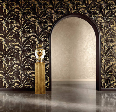 product image for Jungle Palm Leaves Textured Wallpaper in Brown/Cream from the Versace V Collection 65