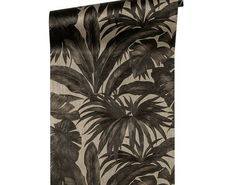 media image for Jungle Palm Leaves Textured Wallpaper in Brown/Cream from the Versace V Collection 28