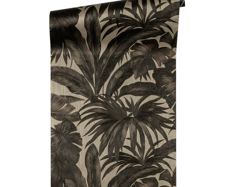 media image for Jungle Palm Leaves Textured Wallpaper in Brown/Cream from the Versace V Collection 281