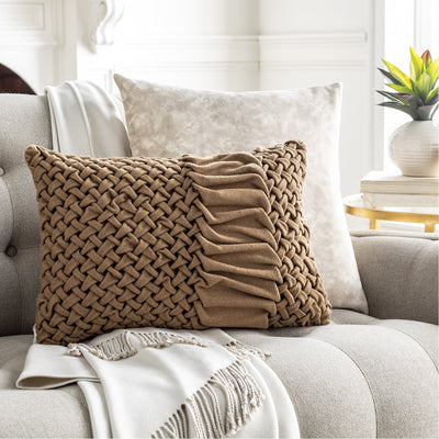 product image for Collins OIS-001 Velvet Square Pillow in Khaki & Cream by Surya 4