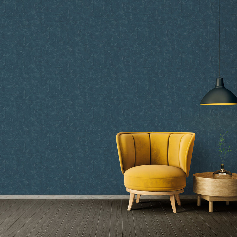 media image for Distressed Geometric Motif Wallpaper in Blue/Grey/Metallic from the Absolutely Chic Collection by Galerie Wallcoverings 254