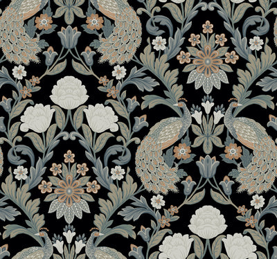 product image of Plume Dynasty Black Wallpaper from the Arts and Crafts Collection by Ronald Redding 514